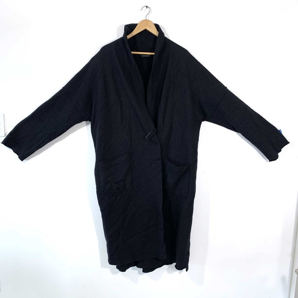 Eileen Fisher Open-Front Boiled Wool Coat with Clip Closure - Picture 3 of 12